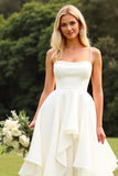 Chiffon A Line Ruffle Ivory Wedding Dress with Lace