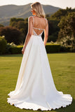 Ivory Chiffon Lace A Line Wedding Dress