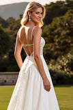 Ivory Chiffon Lace A Line Wedding Dress