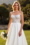 Ivory Chiffon Lace A Line Wedding Dress