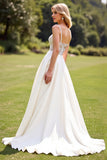 Lace Ivory A Line Spaghetti Straps Wedding Dress