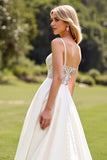 Lace Ivory A Line Spaghetti Straps Wedding Dress