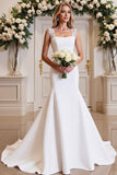 Timeless White Mermaid Lace Satin Wedding Dress