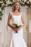 Timeless White Mermaid Lace Satin Wedding Dress