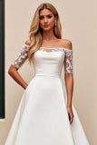 Ivory A Line Off The Shoulder Appliqued Long Wedding Dress