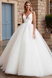 Ivory A Line Spaghetti Straps Long Wedding Dress