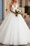 Ivory A Line Spaghetti Straps Long Wedding Dress
