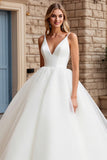Ivory A Line Spaghetti Straps Long Wedding Dress