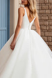 Ivory A Line Spaghetti Straps Long Wedding Dress