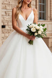 Ivory A Line Spaghetti Straps Long Wedding Dress