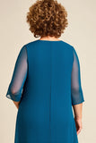 Ink Blue Plus Size Chiffon Mother of The Bride Pant Suits