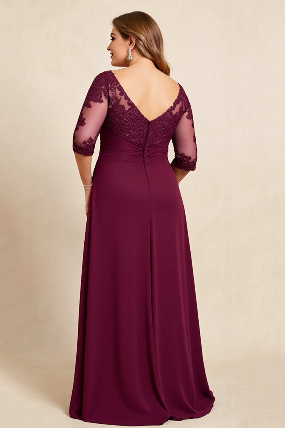 WEDTREND Women Plus Size Mother of the Bride Dress with 3/4 Sleeves Burgundy A Line V-Neck Chiffon Lace Ruffles Wedding Guest Dress Wedtrend UK WEDTREND Women Plus Size Mother of the Bride Dress with 3/4 Sleeves Burgundy A Line V-Neck Chiffon Lace Ruffles Wedding Guest Dress Wedtrend UK