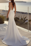 Mermaid Spaghetti Straps Ivory Sequin Long Wedding Dress