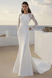 Ivory Mermaid Lace Wedding Dress With Long Sleeves