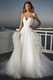 Ivory Sweetheart Tulle A Line Wedding Dress