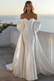 Mermaid Strapless Ivoy Off the Shoulder Satin Wedding Dress