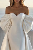 Mermaid Strapless Ivoy Off the Shoulder Satin Wedding Dress