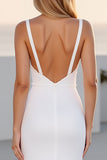 Crepe Spaghetti Straps Ivory A Line Wedding Dress With Slit