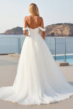 Tulle A Line Ivory Off The Shoulder Wedding Dress