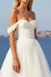 Tulle A Line Ivory Off The Shoulder Wedding Dress