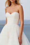 Strapless A Line Ivory Wedding Dress