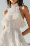Halter Sleeveless Organza Ruffled Graduation Dress