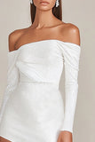 Off The Shoulder Ruffled Cocktail Dress with Long Sleeves