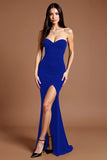 Sweetheart Black Mermaid Formal Dress with Slit