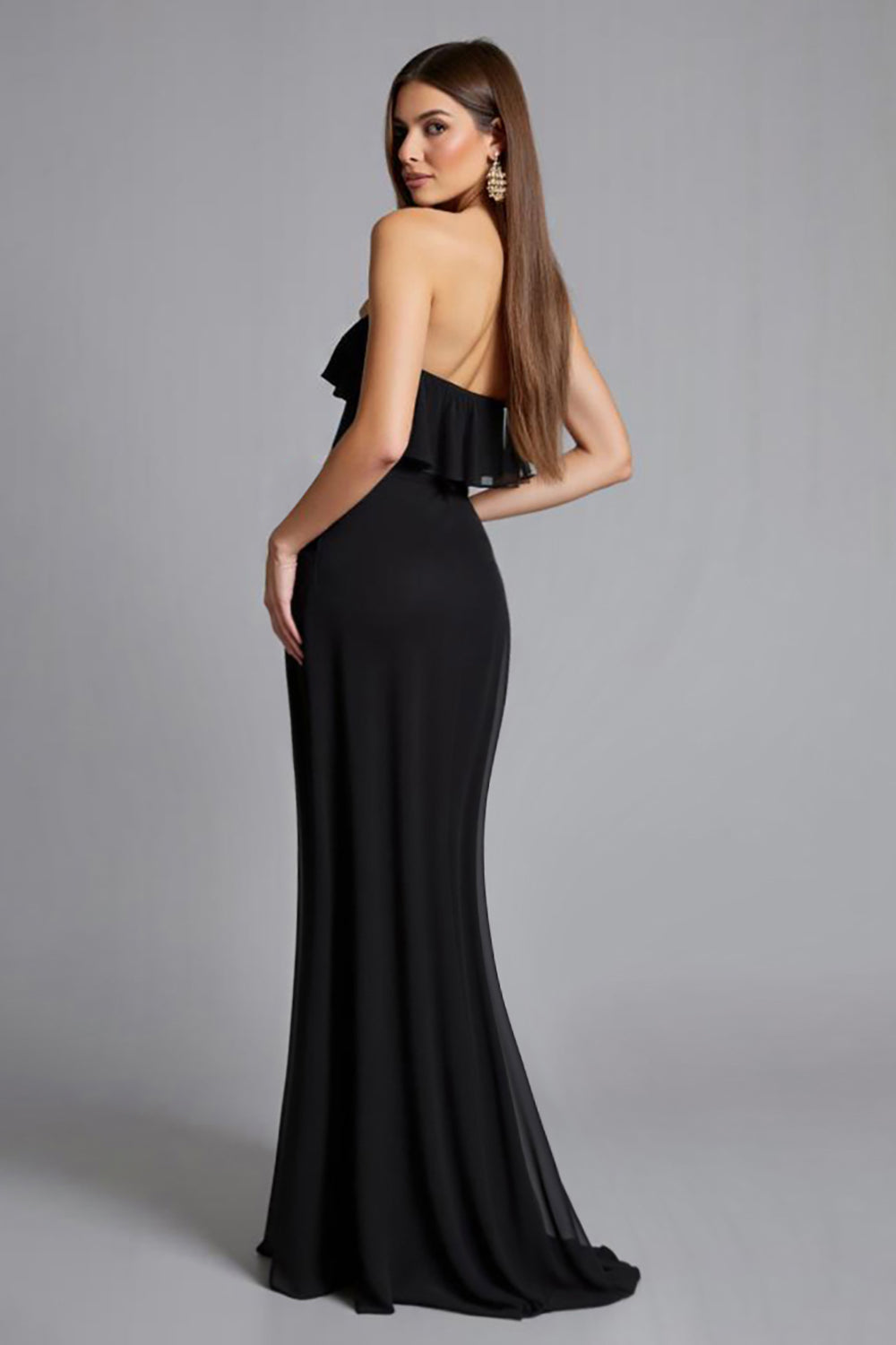WEDTREND Women Black Ruffled Formal Dress with Slit Off the Shoulder Mermaid Long Chiffon Prom Dress Wedtrend UK WEDTREND Women Black Ruffled Formal Dress with Slit Off the Shoulder Mermaid Long Chiffon Prom Dress Wedtrend UK