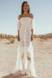 Sheath Lace Off the Shoulder White Wedding Dress