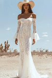 Lace White Off the Shoulder Mermaid Wedding Dress