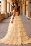 Blush Sweetheart Corset Tiered A Line Prom Dress