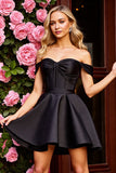 Corset Ruched A Line Little Black Dress