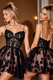 Corset A Line Little Black Dress with Appliques