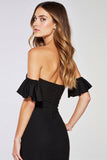 Bodycon Strapless Little Black Dress with Sleeves