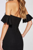 Bodycon Strapless Little Black Dress with Sleeves