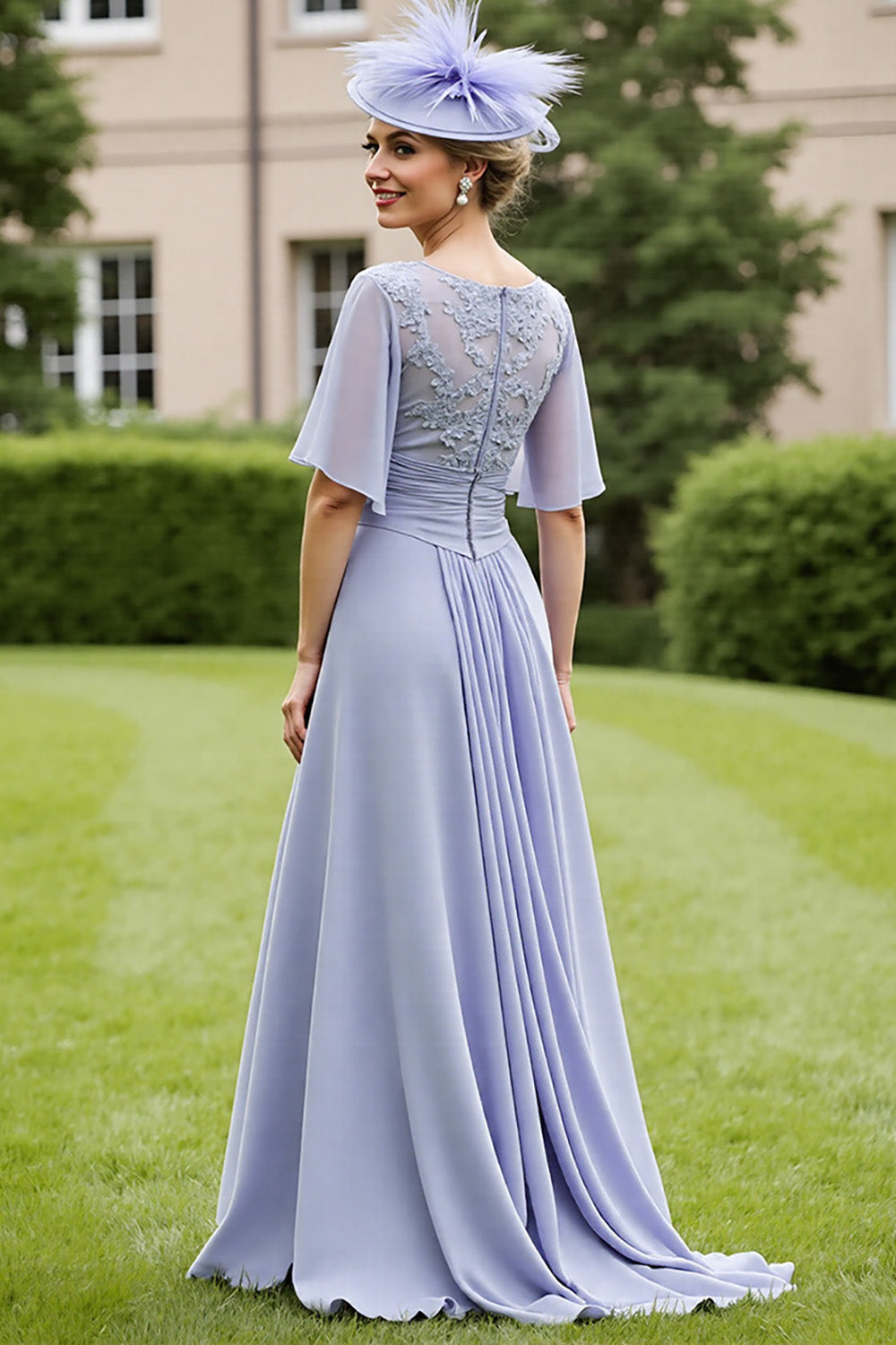 WEDTREND Women Grey Blue Chiffon Mother of the Bride Dress Appliqued A Line High Low Wedding Guest Dress with Short Sleeves Wedtrend UK WEDTREND Women Grey Blue Chiffon Mother of the Bride Dress Appliqued A Line High Low Wedding Guest Dress with Short Sleeves Wedtrend UK