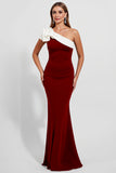Black One Shoulder Mermaid Satin Long Formal Dress
