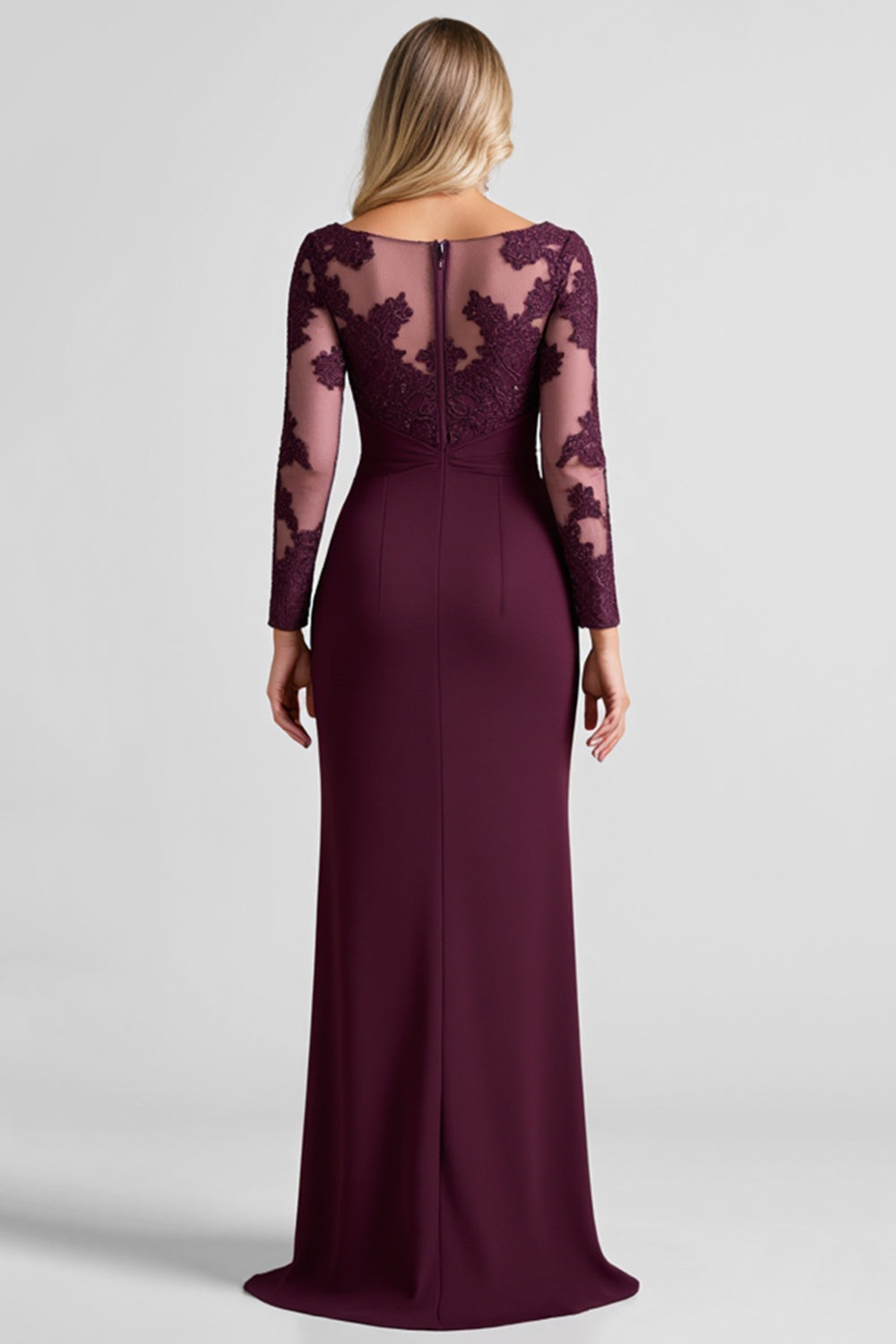 WEDTREND Women Grape Mother of the Bride Dress with Slit Lace Applique Sheath Ruched Chiffon Wedding Guest Dress Wedtrend UK WEDTREND Women Grape Mother of the Bride Dress with Slit Lace Applique Sheath Ruched Chiffon Wedding Guest Dress Wedtrend UK