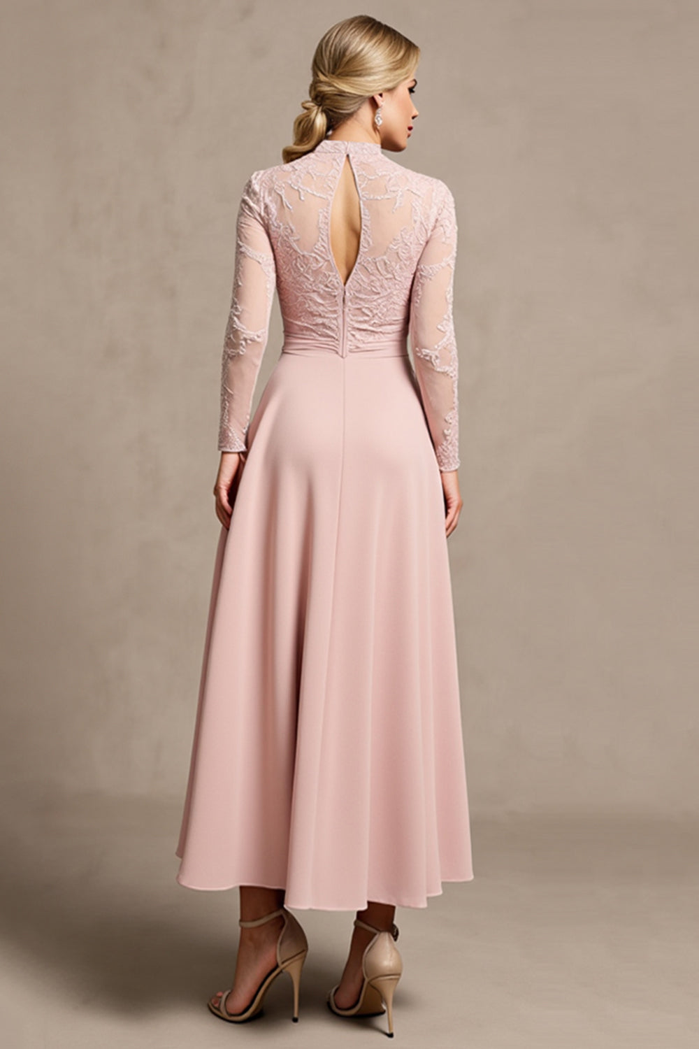 WEDTREND Women Candy Pink Mother of the Bride Dress with Appliques High Neck Back Keyhole Long Sleeve Wedding Guest dress Wedtrend UK WEDTREND Women Candy Pink Mother of the Bride Dress with Appliques High Neck Back Keyhole Long Sleeve Wedding Guest dress Wedtrend UK