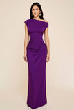 Plum Mermaid Ruched One Shoulder Long Formal Dress