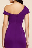 Plum Mermaid Ruched One Shoulder Long Formal Dress