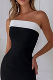 Strapless Mermaid Black Asymmetrical Formal Dress