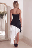 Black Strapless A Line Ruffled Formal Dress
