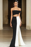 Black And White Mermaid One Shoulder Formal Dress