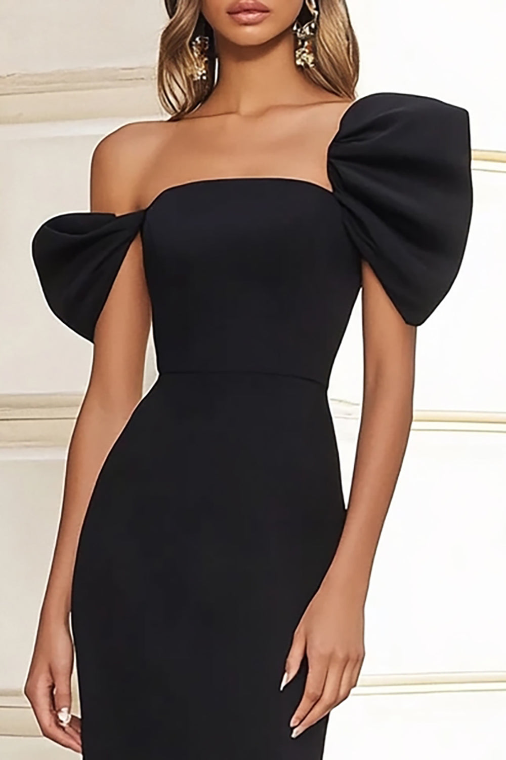 WEDTREND Women One Shoulder Long Formal Dress with Slit Puff Sleeves Mermaid Black Tie Dress Wedtrend UK WEDTREND Women One Shoulder Long Formal Dress with Slit Puff Sleeves Mermaid Black Tie Dress Wedtrend UK