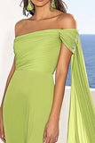 Green Chiffon Mermaid Formal Dress with Streamer