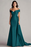 Off The Shoulder Champagne Long Formal Dress