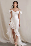 Cold Shoulder Ruffled Asymmetrical Engagement Dress