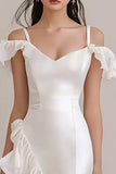 Cold Shoulder Ruffled Asymmetrical Engagement Dress